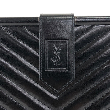 Yves Saint Laurent YSL Logo Clutch bag Black Vintage xv8d62
