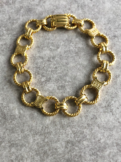 CELINE Blason Bracelet Gold Vintage sccyky
