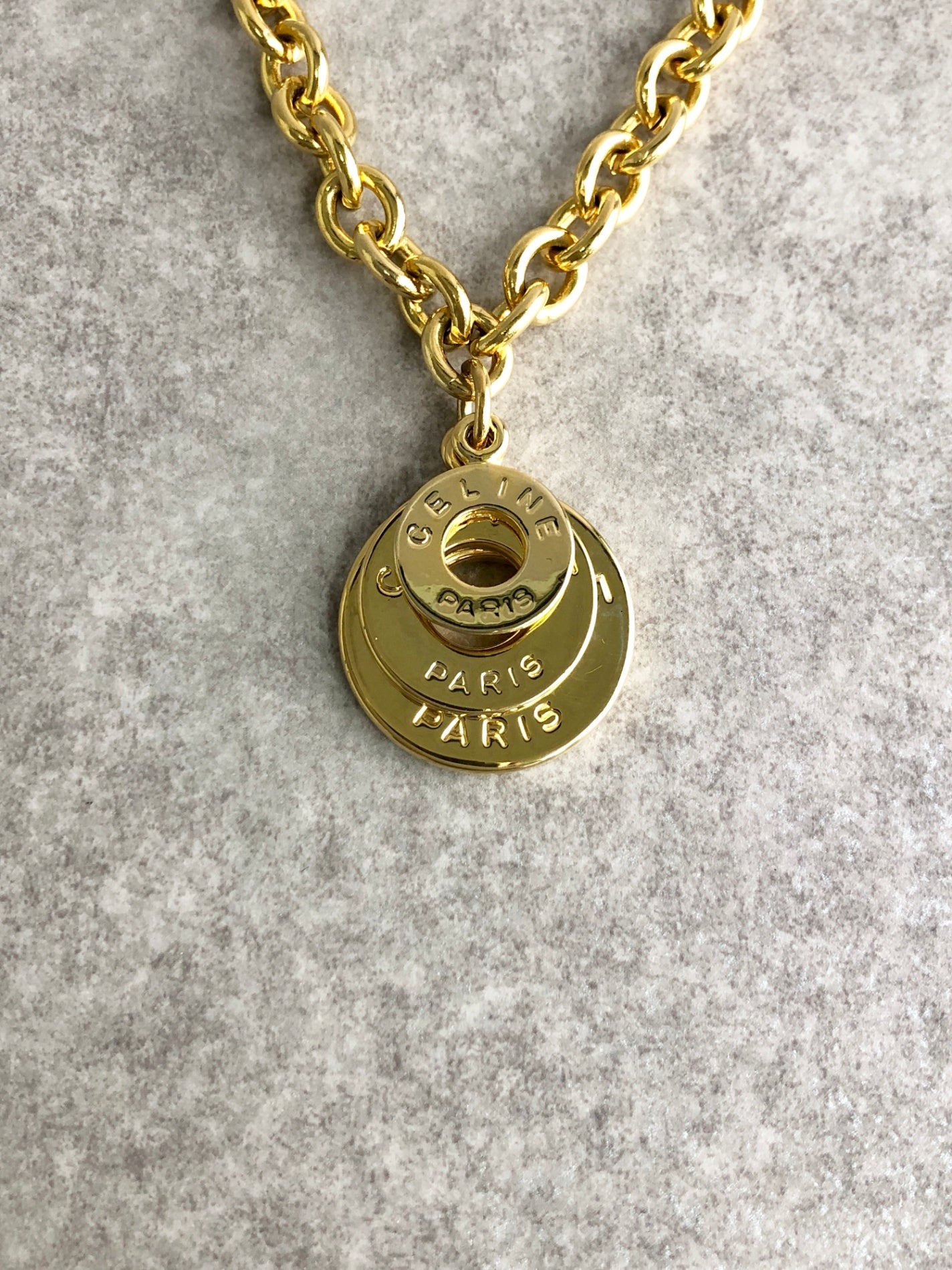 CELINE Circle Logo Bracelet Gold Vintage 4bcc7a