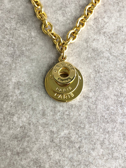 CELINE Circle Logo Bracelet Gold Vintage 4bcc7a