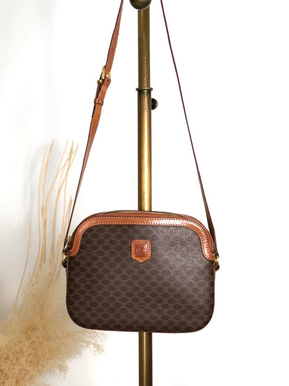CELINE Macadam Blason Shoulder bag Brown Vintage bp2ksi