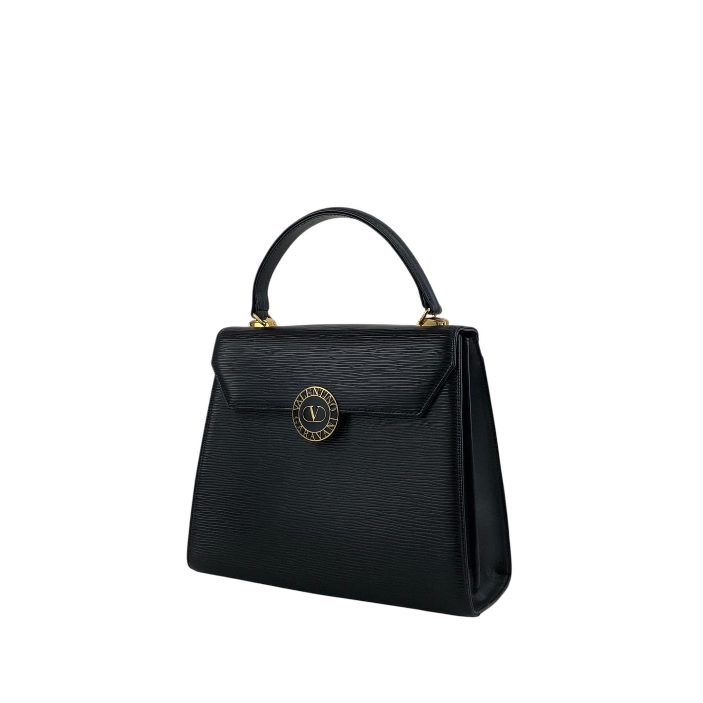VALENTINO GARAVANI Circle Logo Two-way Handbag Shoulder bag Black Vintage swvrnt