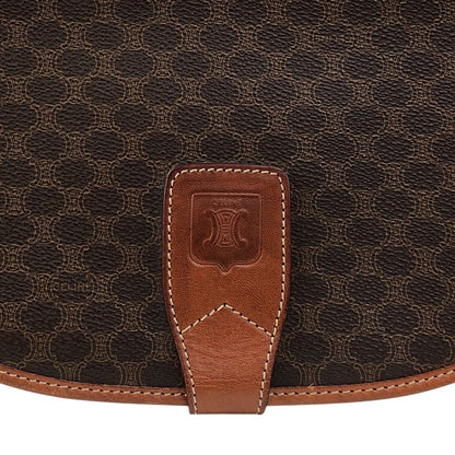 CELINE Macadam Blason Flap Shoulder bag Brown Vintage kv7fz3