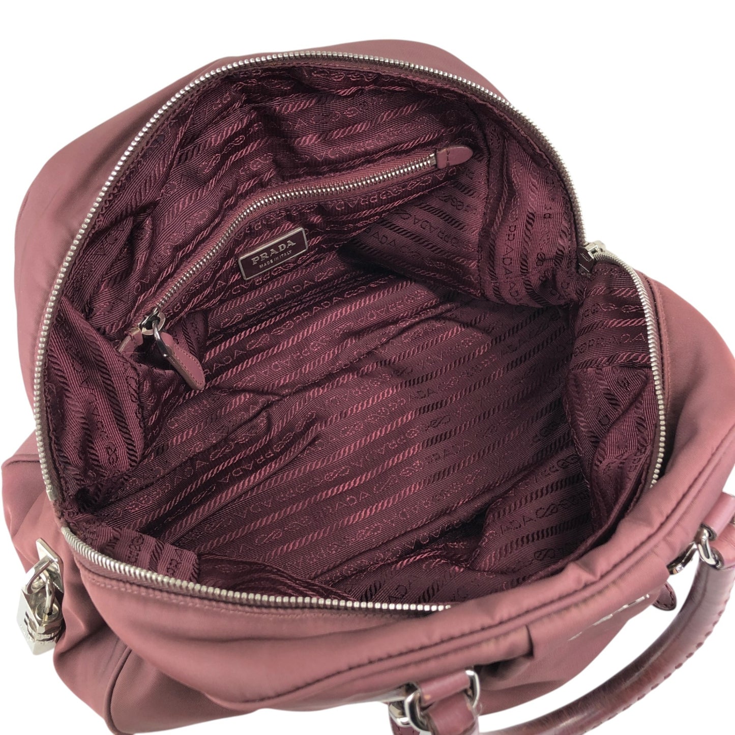 PRADA Logo Handbag Boston bag Brown Vintage 4x2uwa