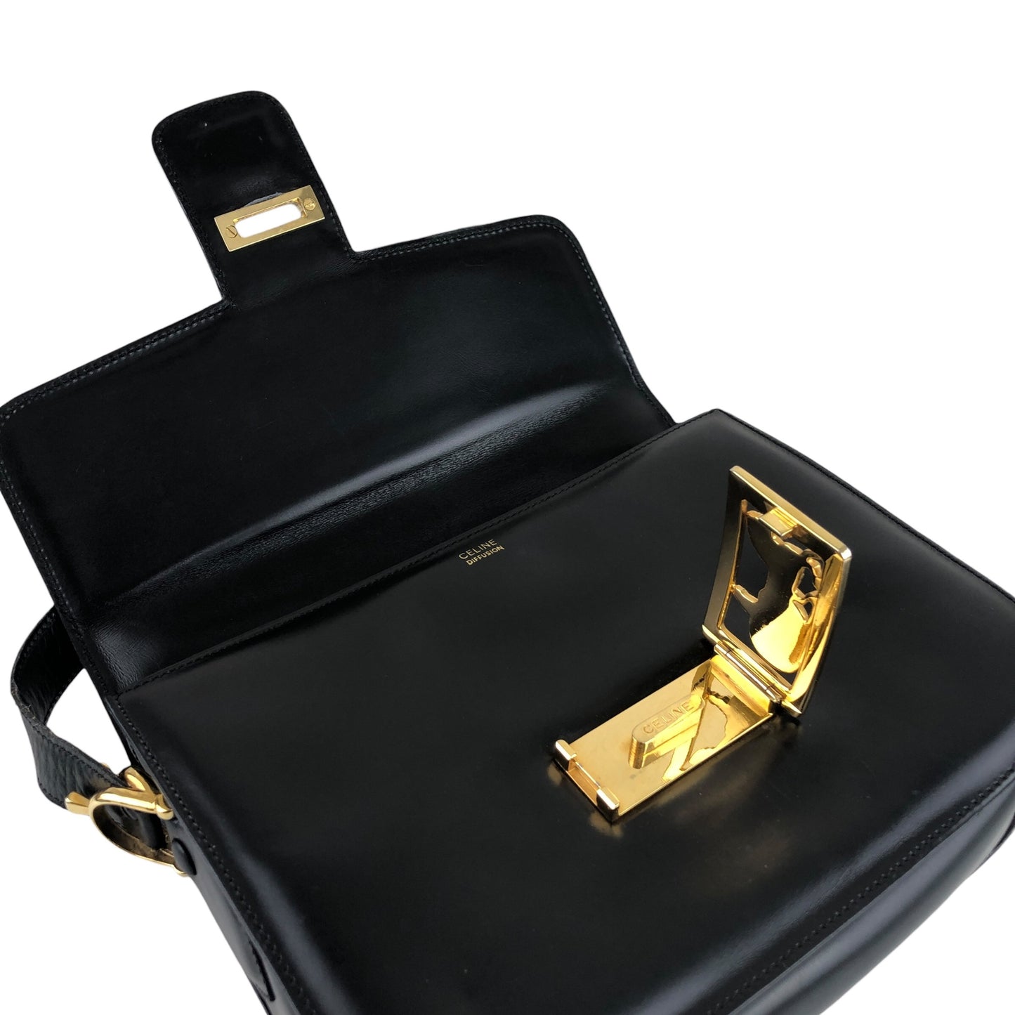 CELINE Horse Carriage Shoulder bag Black Vintage rfmfw6