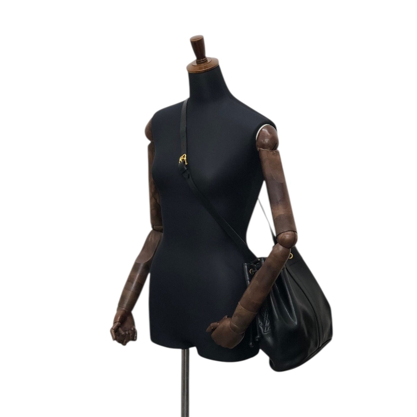 Yves Saint Laurent Drawstring Shoulder bag Black Vintage upwttg