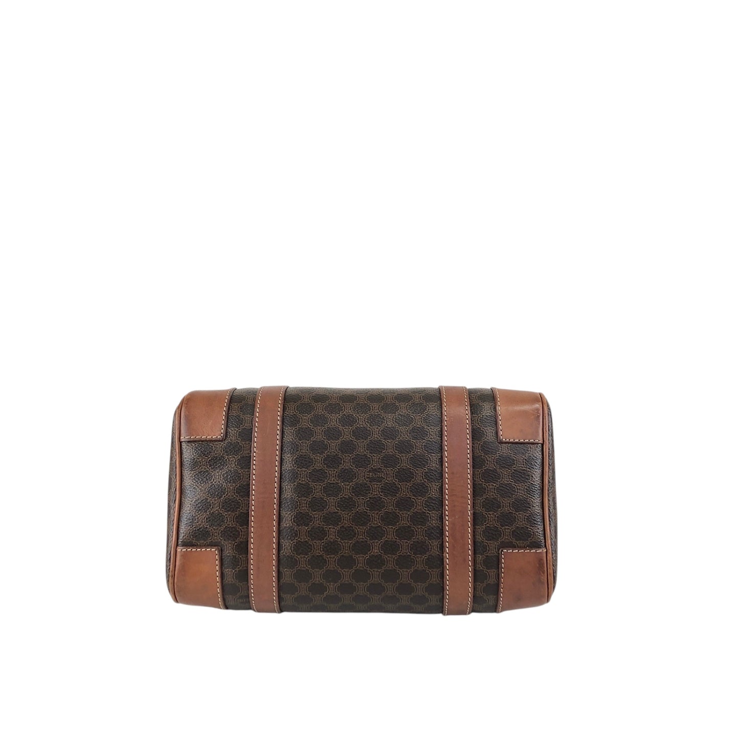 CELINE Macadam Blason Small Boston bag Handbag Brown Vintage ezay86