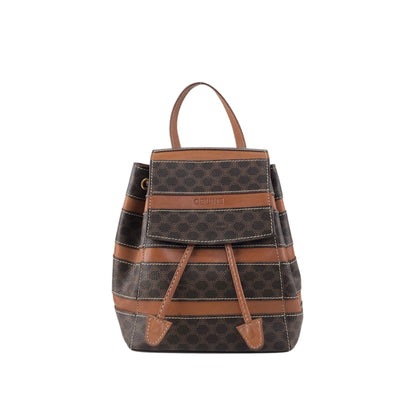 CELINE Macadam Logo Embossed Backpack Brown Vintage fbhpns