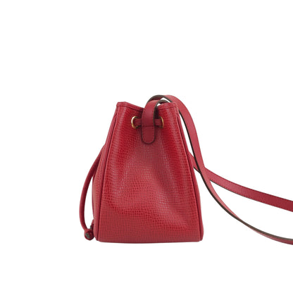 Christian Dior CD Logo Drawstring Shoulder bag Red Vintage puyi2b