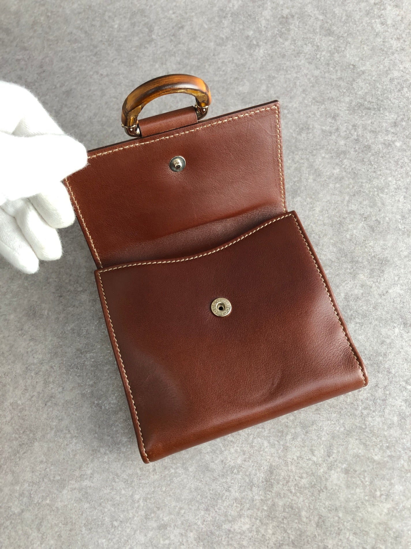 GUCCI Bamboo Folded Wallet Brown Vintage nduszv