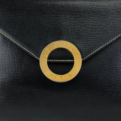 CELINE Circle Logo Shoulder bag Black Vintage 3sg788