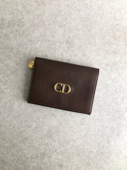 Christian Dior CD Logo Folded Wallet Brown Vintage 7ypju8