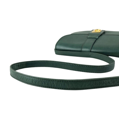CELINE Gancini Shoulder bag Green Vintage jh6t3a