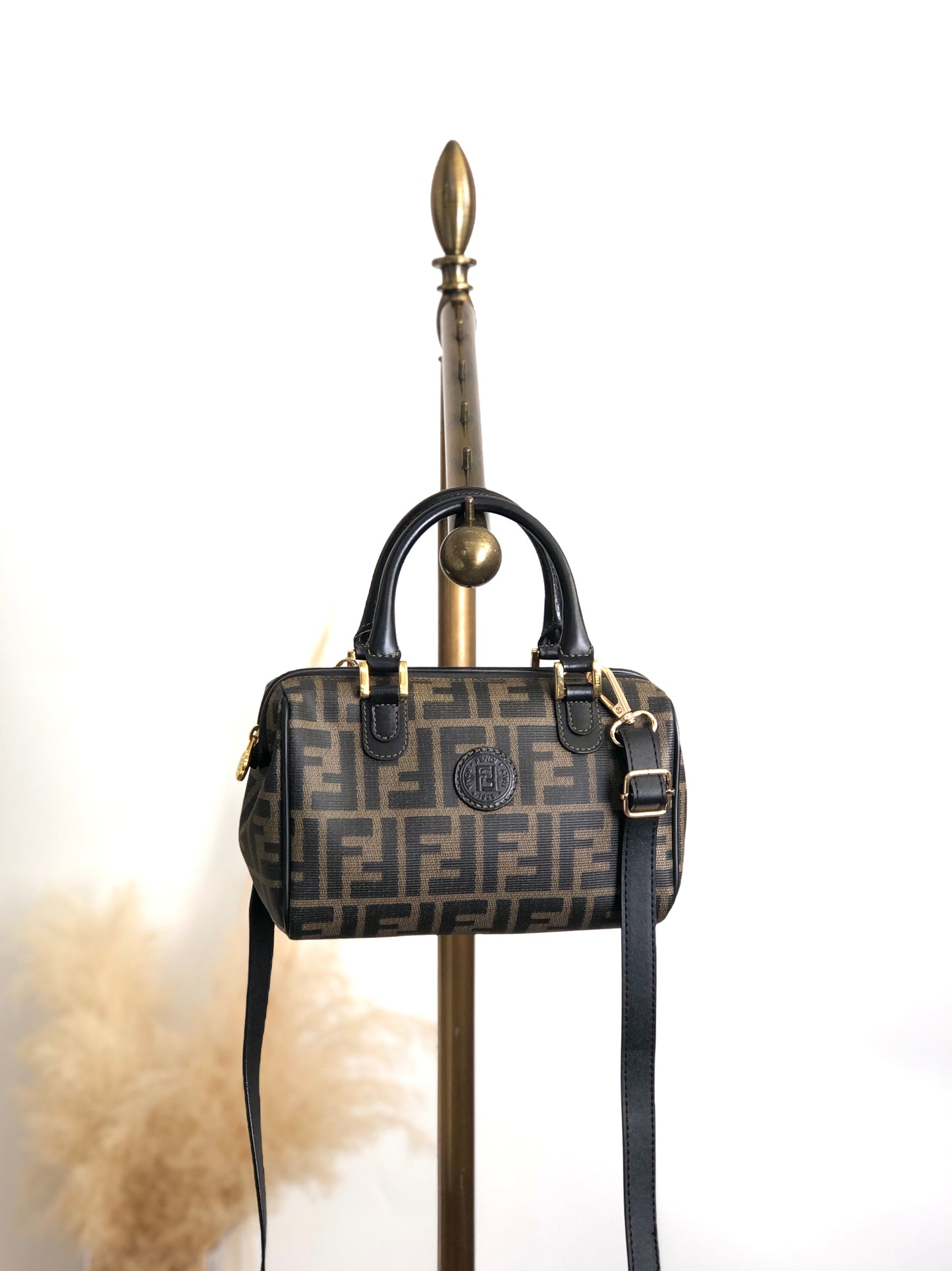 FENDI Zucca Two-way Small Boston bag Shoulder bag Brown Vintage sfanas