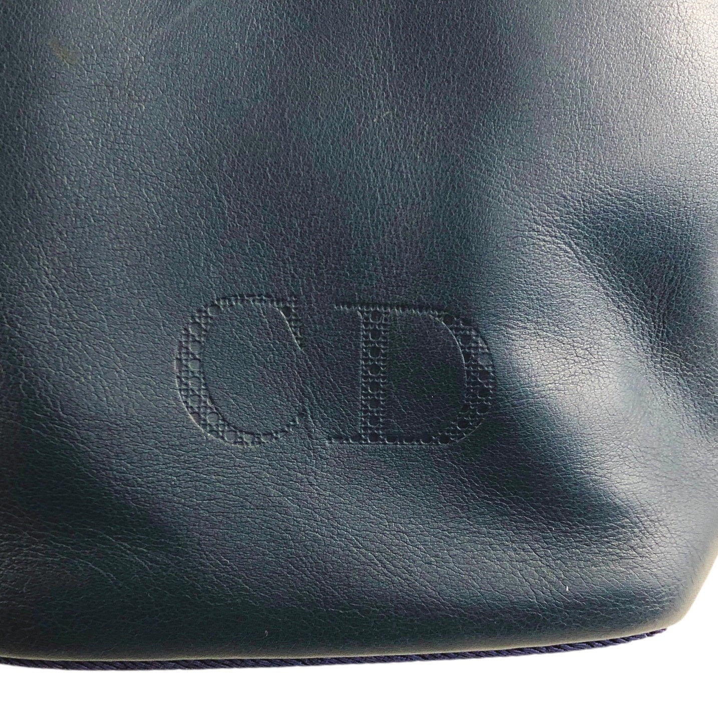 Christian Dior CD Logo Tassel Drawstring Shoulder bag Navy Vintage vzaky4