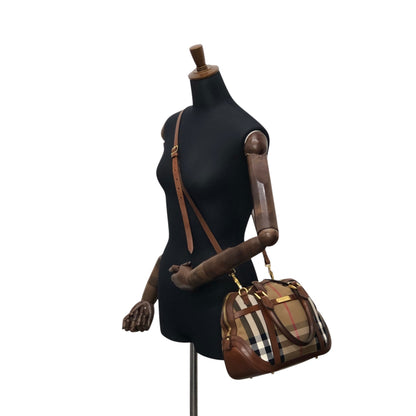 BURBERRY Check Two-way Handbag Shoulder bag Brown Vintage xuyjae