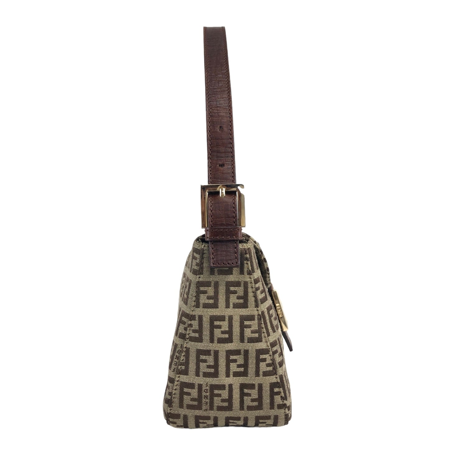 FENDI Zucchino Handbag Hobobag Brown Vintage 55k5nz