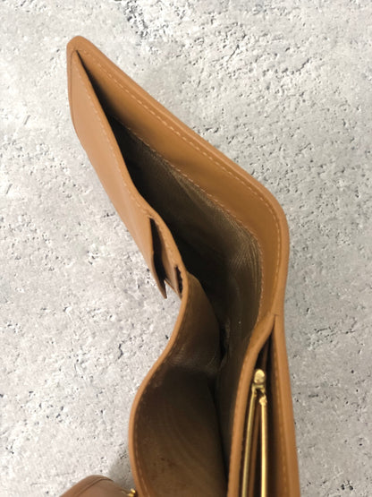 CELINE Macadam Blason Metal Clasp Folded Wallet Brown Vintage 3agunw