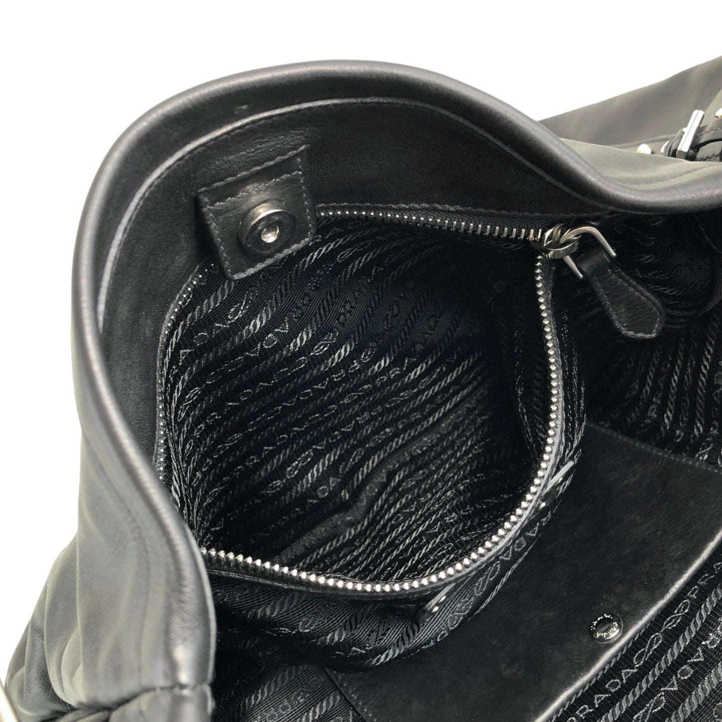 PRADA Logo Handbag Black Vintage 33emnt