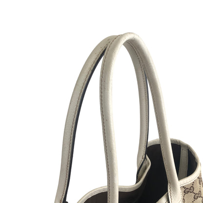 GUCCI Sherry Line GG Canvas Ribbon Canvas Leather Handbag Beige Vintage yeu8gz