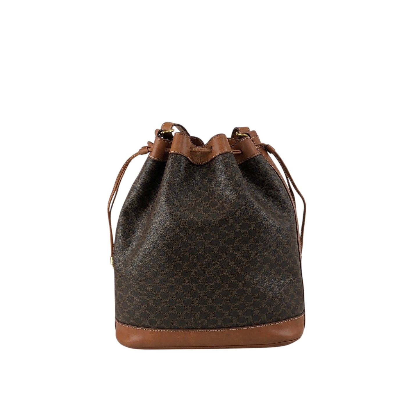 CELINE Macadam Blason Drawstring Shoulder bag Brown Vintage ywg4rj