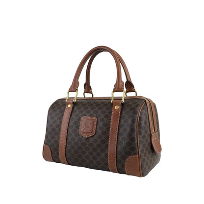 CELINE Macadam Blason Handbag Small Boston bag Brown Vintage dujsu6