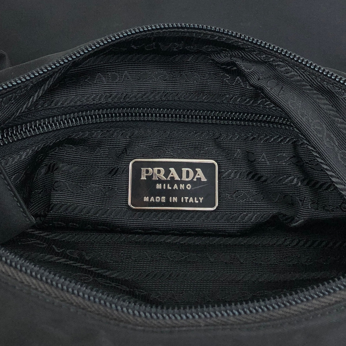 PRADA Tessuto Triangle Logo Shoulder bag Black Vintage gpgejr
