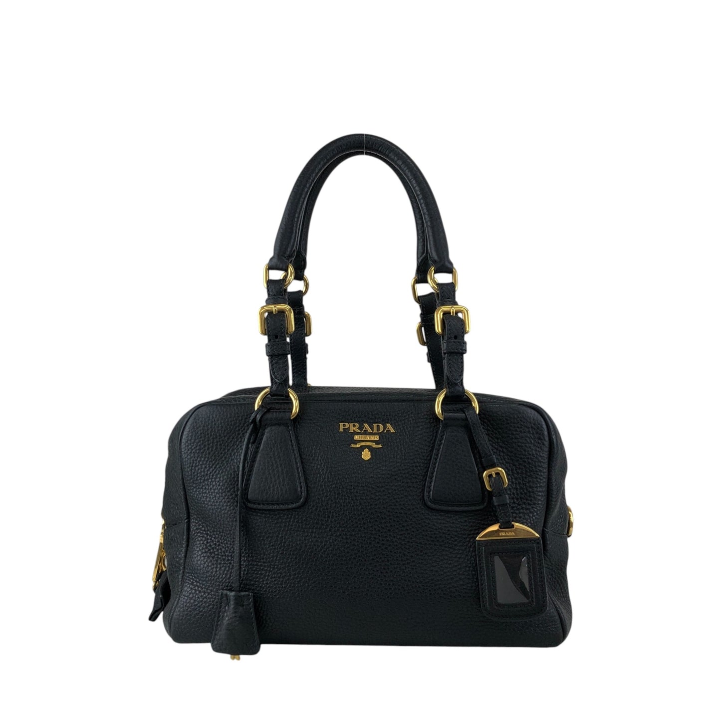 PRADA Logo Handbag Black Vintage nn2dx6