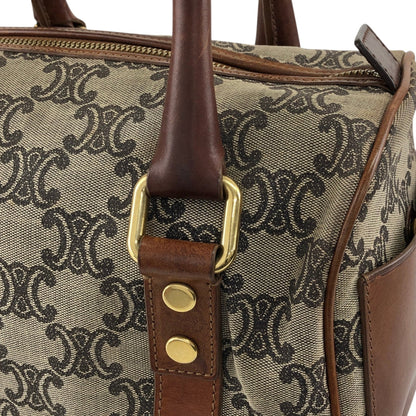 CELINE Triomphe Small Boston bag Handbag Beige Vintage btsixw