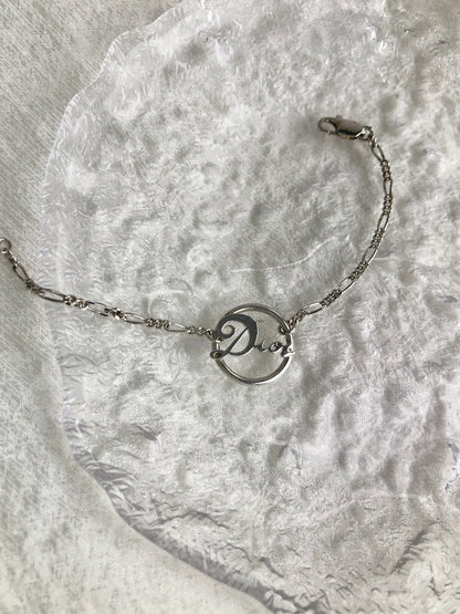 Christian Dior Logo Motif Bracelet Silver Vintage myhyij