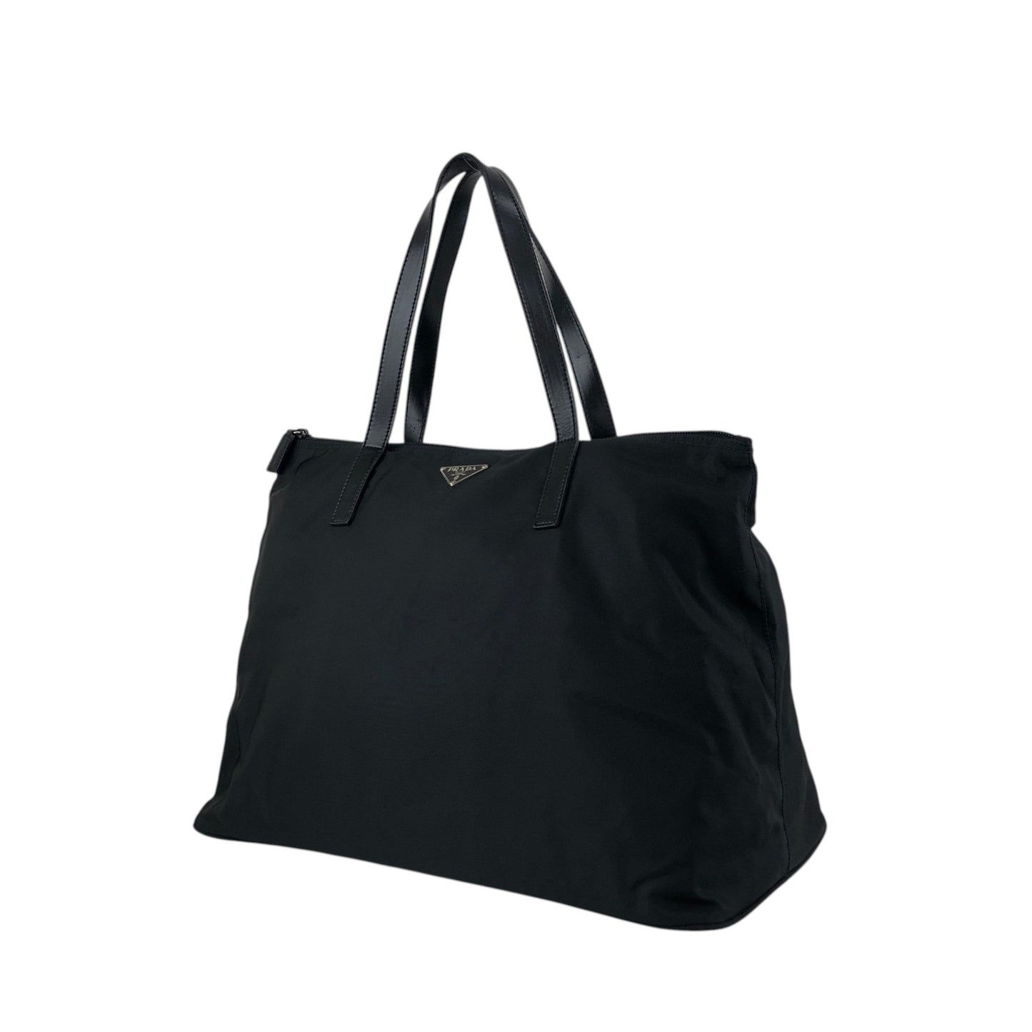 PRADA Tessuto Triangle Logo Handbag Totebag Black Vintage cxhrm8