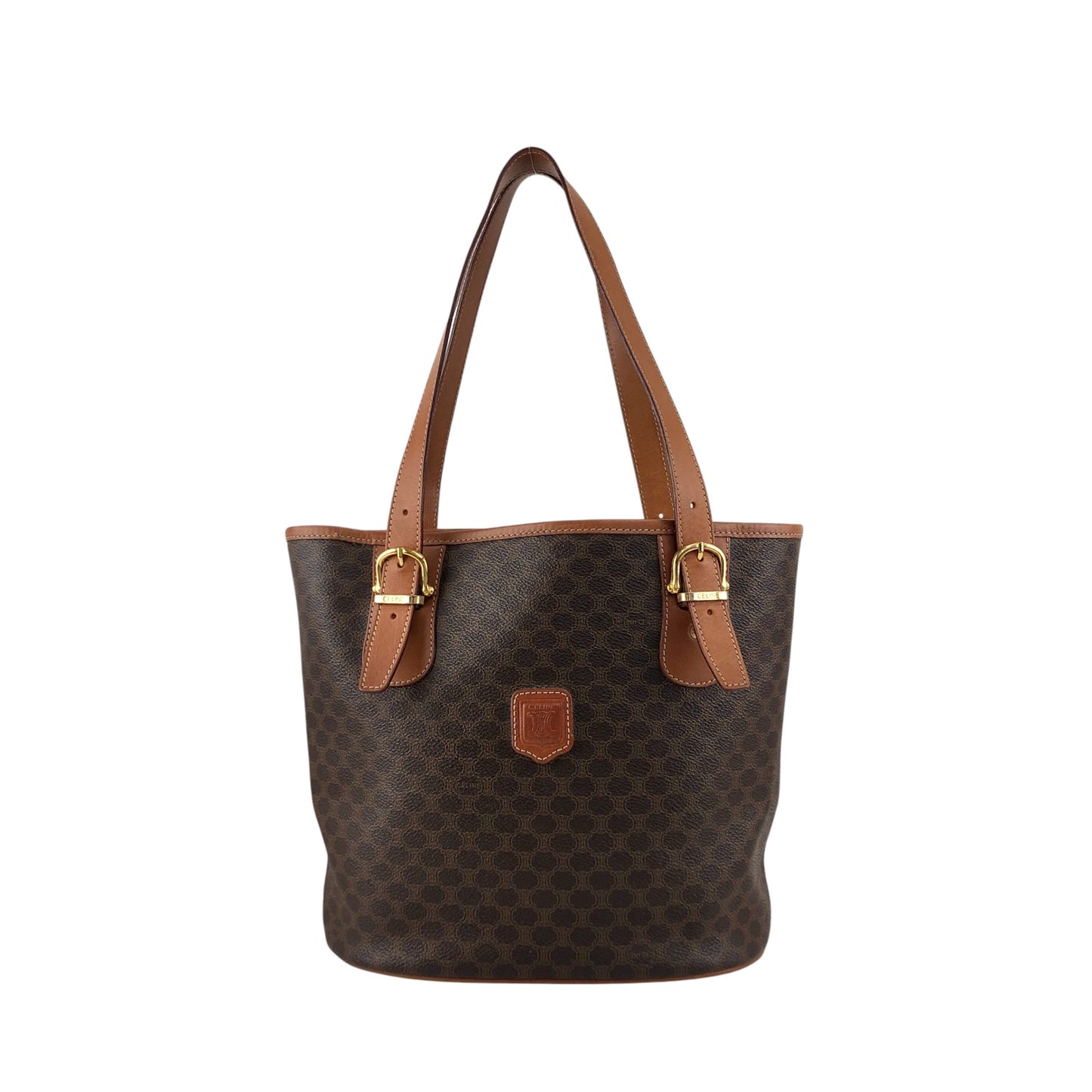 CELINE Macadam Blason Handbag  Totebag Brown Vintage ny5rrc