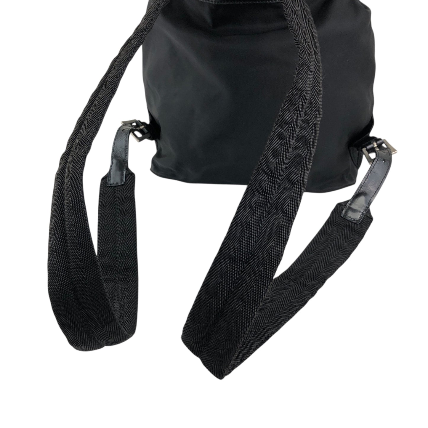 PRADA 三角形標誌雙口袋背包黑色復古 482mjk