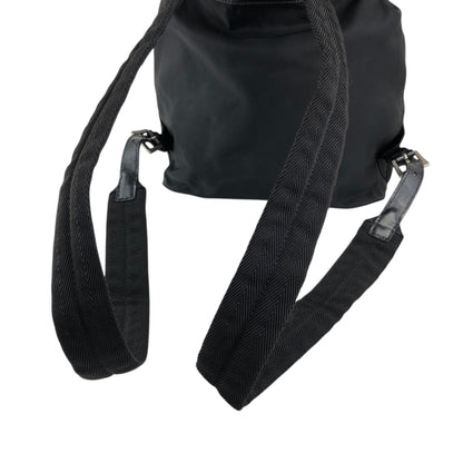 PRADA 三角形標誌雙口袋背包黑色復古 482mjk