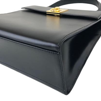 CELINE Gancini Leather Two-way Top Handle Handbag Shoulder bag Black Vintage ick73z