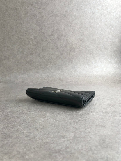 Yves Saint Laurent YSL Logo Bias Stitch Coin Purse Black Vintage 2kycf2