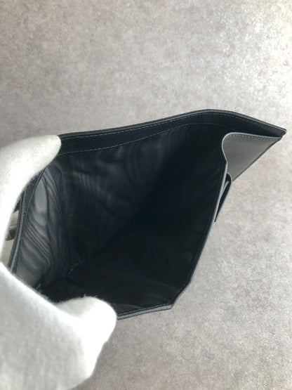 PRADA Tessuto Triangle Logo Trifold Wallet Black Vintage yyjymp