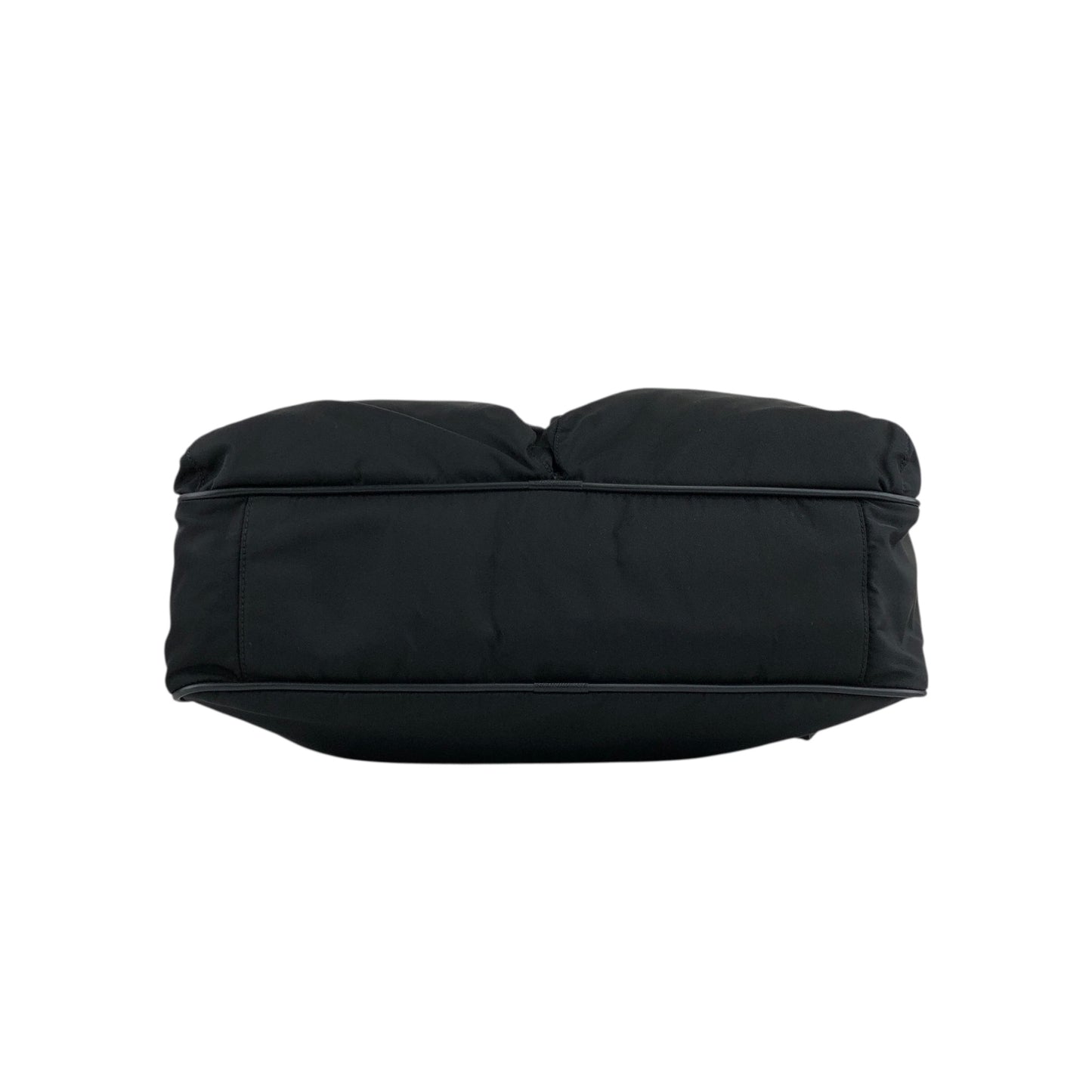 PRADA 三角形標誌雙口袋單肩包 黑色復古 nmgd27