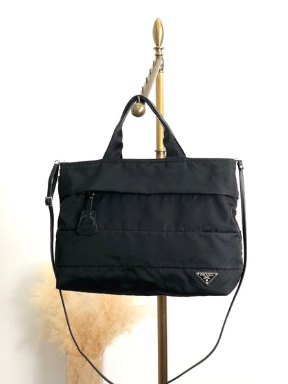 PRADA Triangle Logo Two-way Handbag Shoulder bag Black Vintage 2dea8w