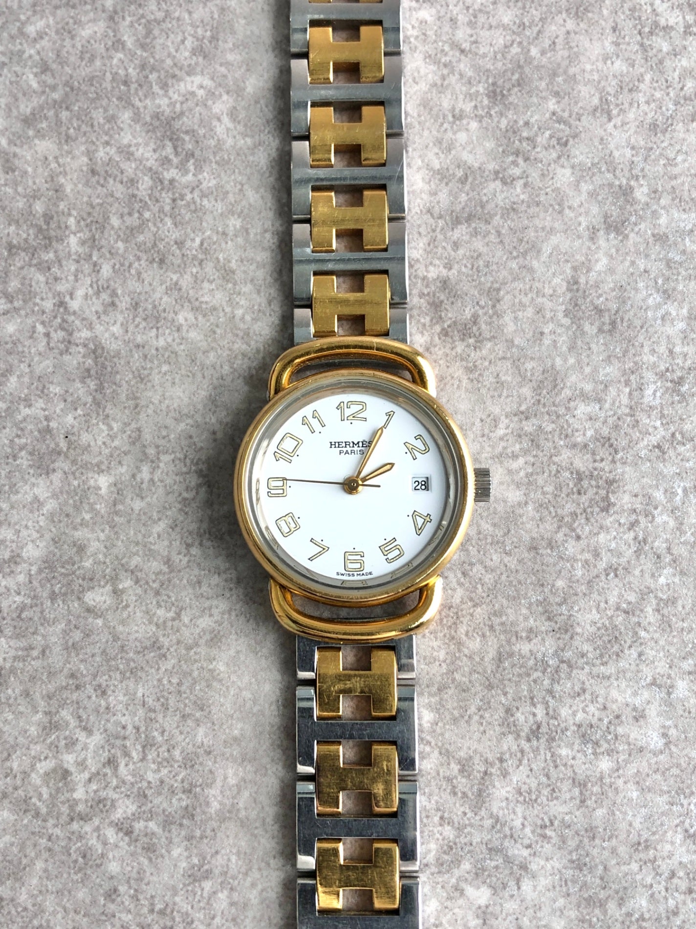 HERMES Quartz Watch Silver pullman Vintage krhgdd