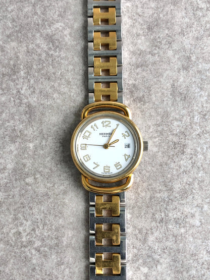 HERMES Quartz Watch Silver pullman Vintage krhgdd