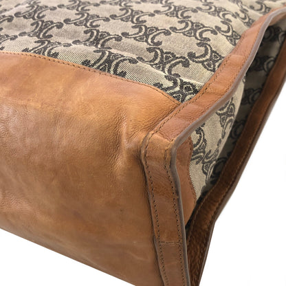 CELINE Blason Canvas Leather Totebag Brown Vintage 28perr