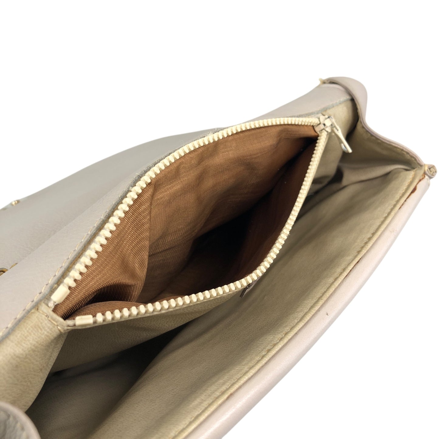 CELINE Triomphe Chain Shoulder bag Beige Vintage em4s7t