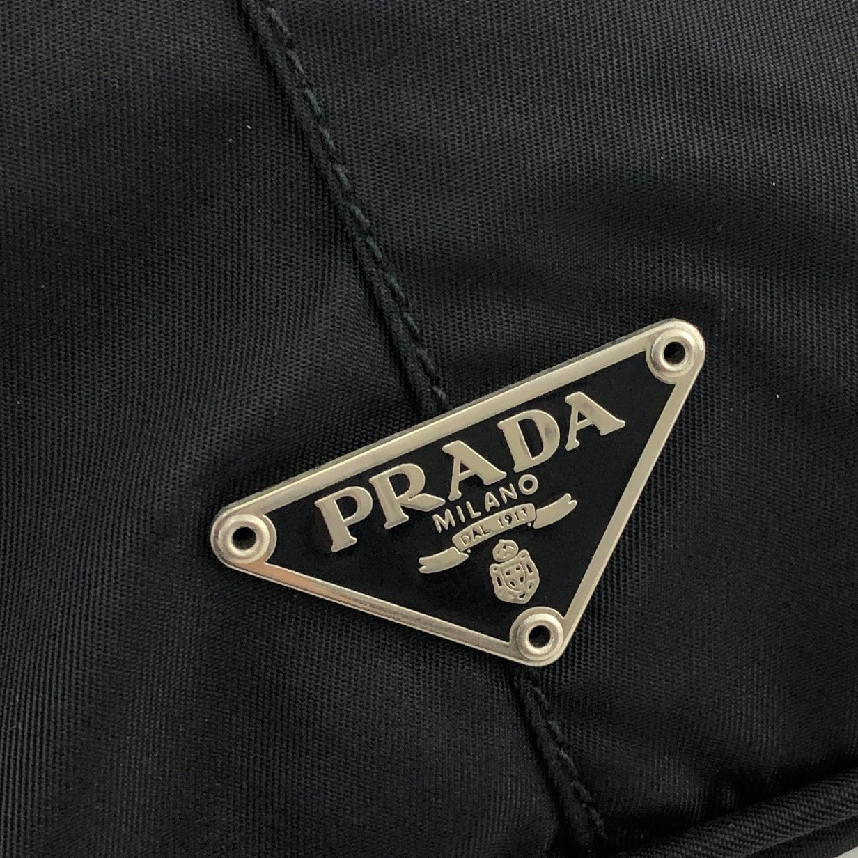 PRADA Triangle Logo Nylon Leather Hobobag Shoulder bag Black Vintage u –  VintageShop solo