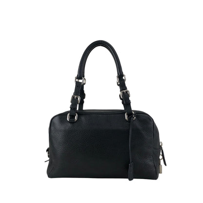 PRADA Logo Embossed Small Boston bag Handbag Black Vintage ydeszs