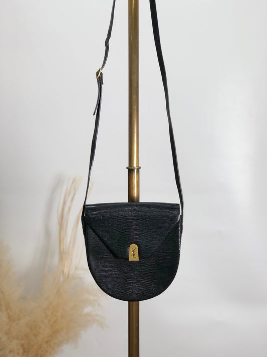Yves Saint Laurent YSL Logo Shoulder bag Black Vintage rnmcrn