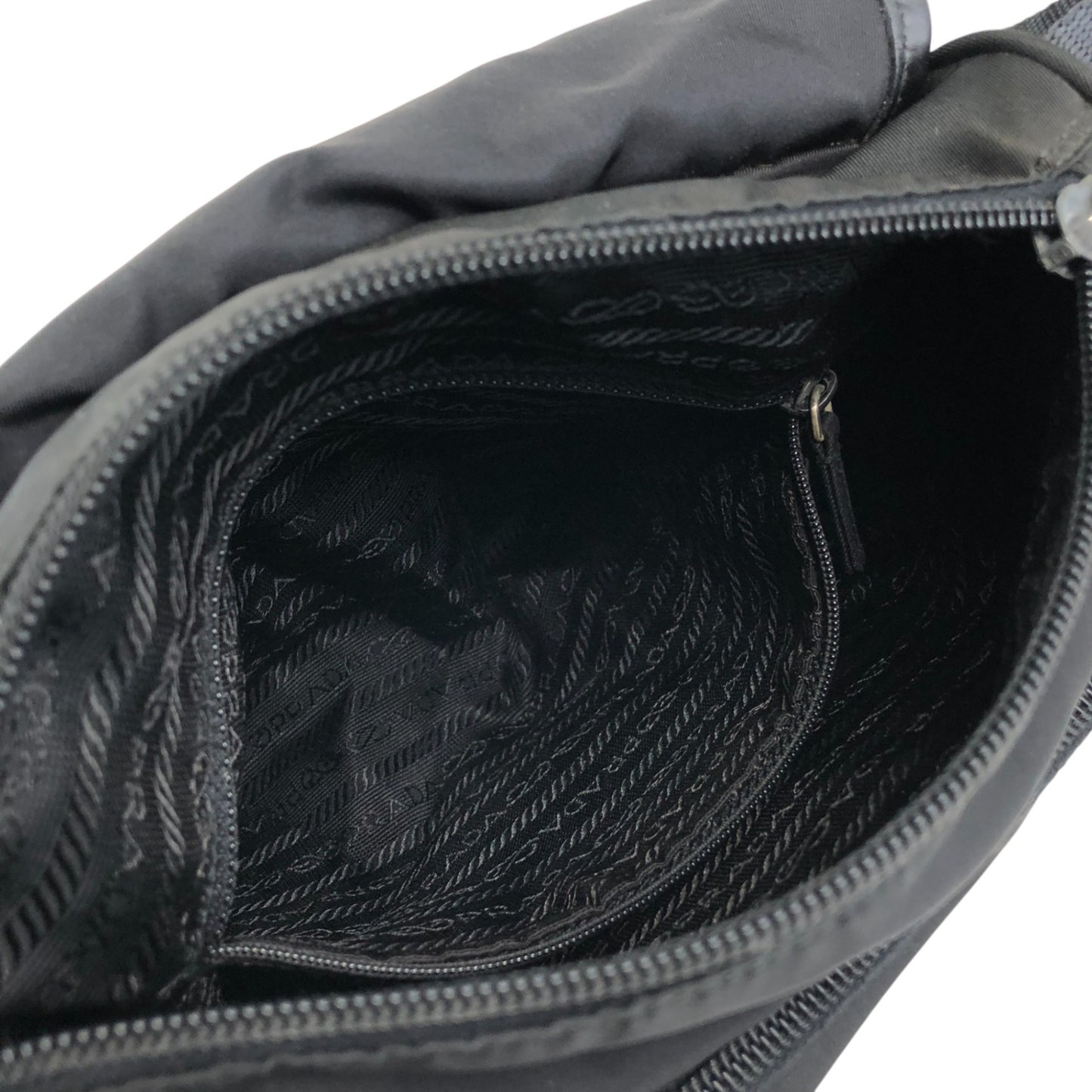 PRADA Tessuto Triangle Logo Front Buckle Shoulder bag Black Vintage kyt5ds