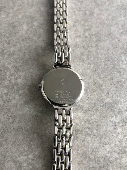 Yves Saint Laurent YSL Logo Quartz Watch Silver 2823-288458 Vintage 4rhgue