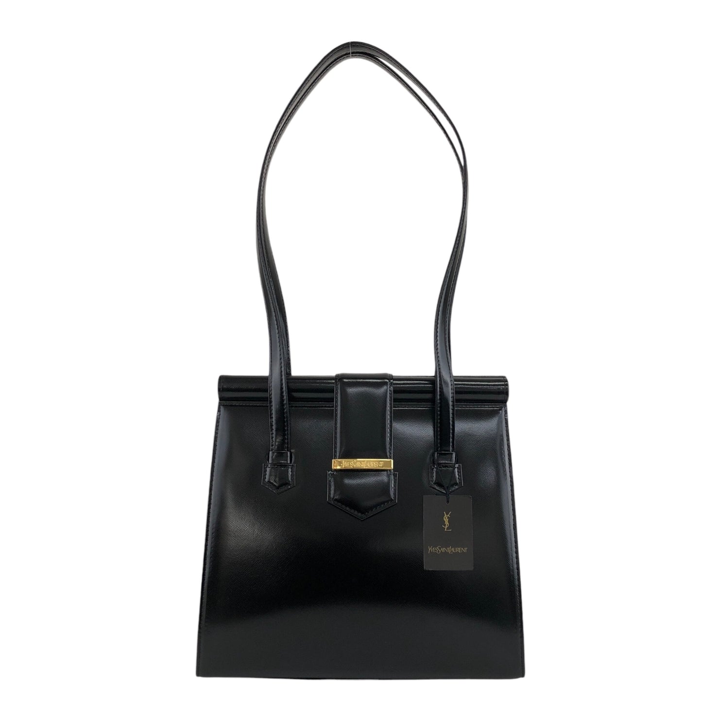 Yves Saint Laurent Logo Handbag Totebag Black Vintage vukaay