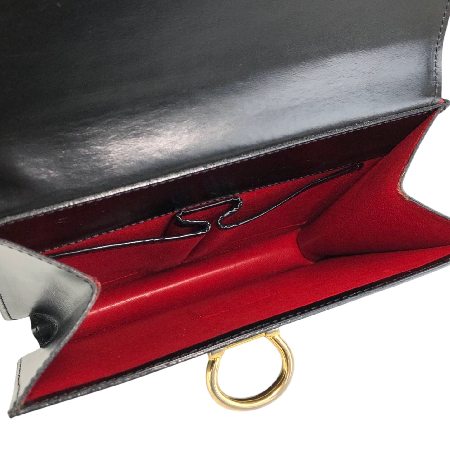 CELINE Double Flap Handbag Black Vintage teziwg